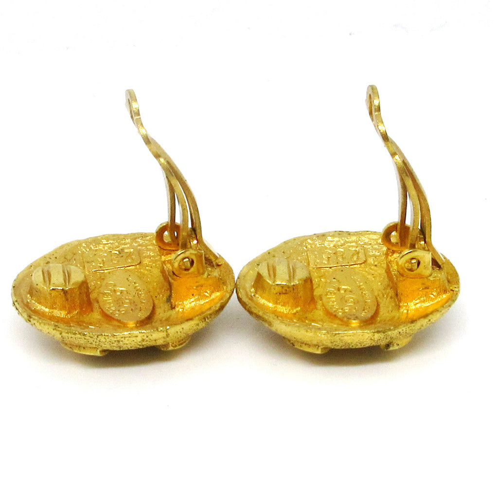 Chanel Vintage Cc Round Clip-On Earrings Metal Gold Gold_Plated Earrings Jewelry