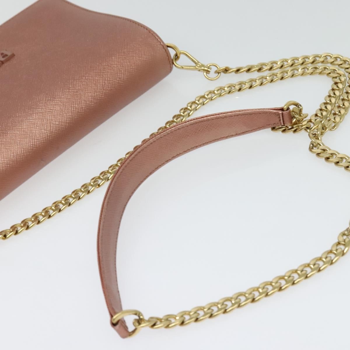 Prada Monochrome Chain Flap Bag Saffiano Leather Pink Leather Shoulder Bag Bag