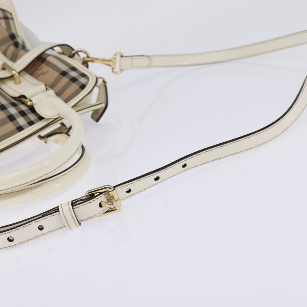 Burberry Minford Satchel Haymarket Coated Canvas Beige Canvas Tote Bag