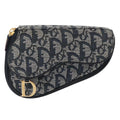 Christian Dior Saddle Zip Pouch Diorissimo Canvas Blue Canvas Clutche & Pouche Bag (Pre-Owned)