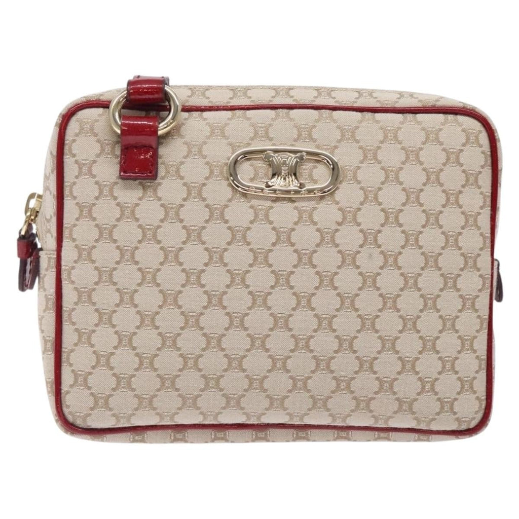 Celine Vintage Macadam Shoulder Bag Canvas Beige Canvas Shoulder Bag Bag
