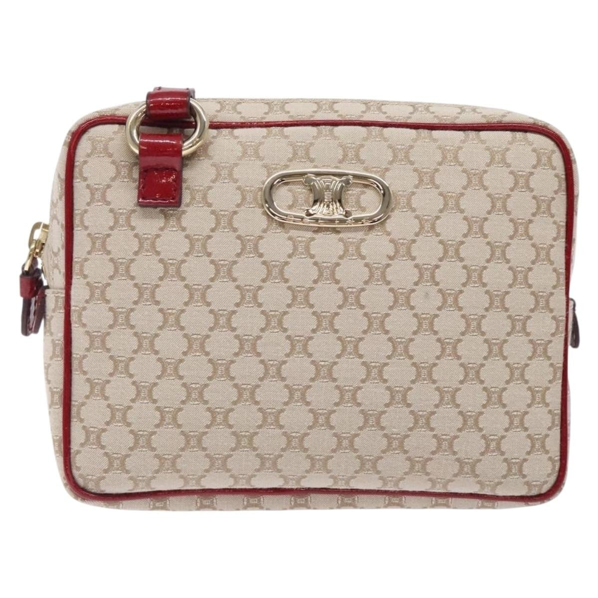 Celine Vintage Macadam Shoulder Bag Canvas Beige Canvas Shoulder Bag Bag
