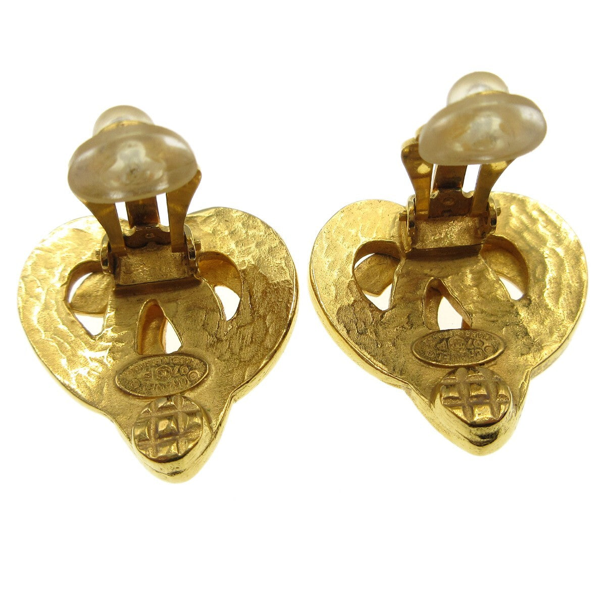 Chanel Cc Logo Heart Gold-Plated Gold Gold_Plated Earrings Jewelry