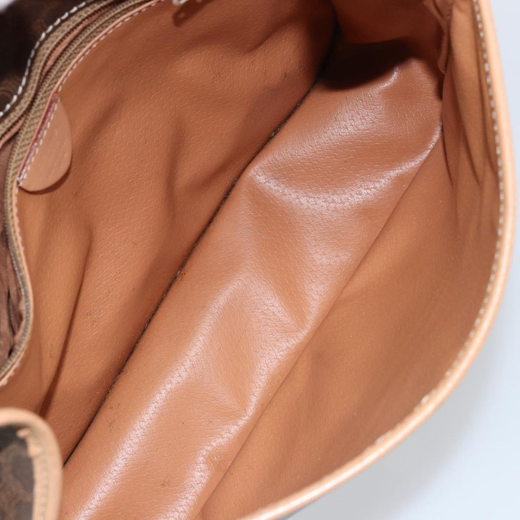 Celine Vintage Macadam Shoulder Bag Canvas And Leather Brown Canvas Shoulder Bag Bag