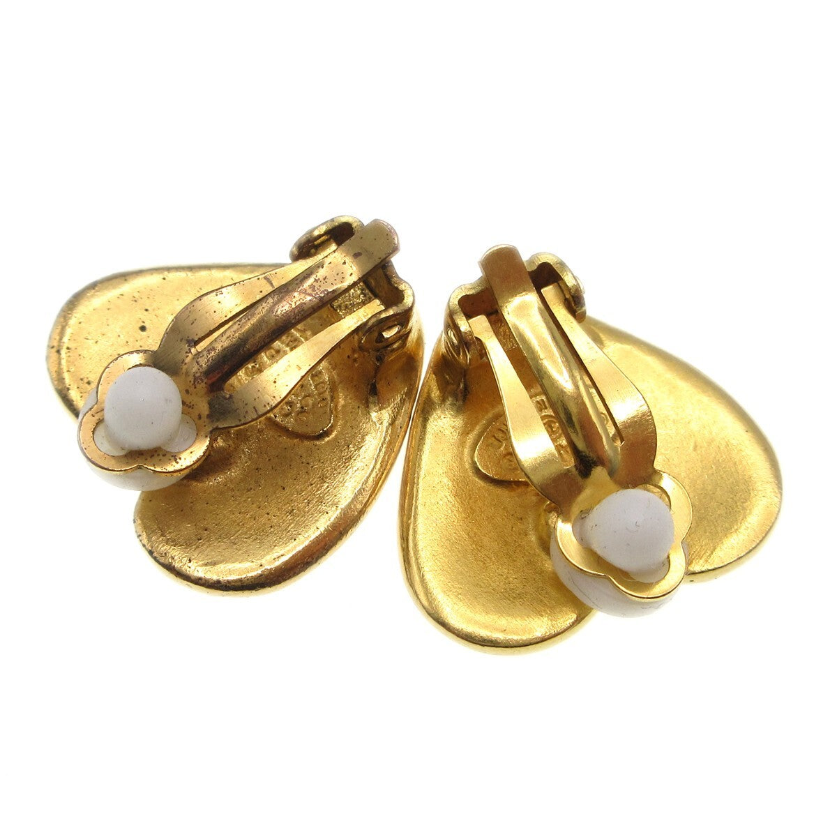 Chanel Vintage Cc Heart Clip-On Earrings Metal Gold Gold_Plated Earrings Jewelry