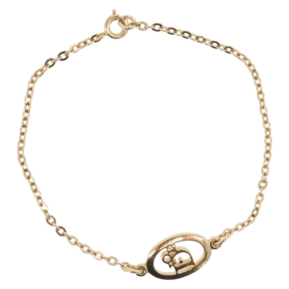 Christian Dior Vintage Logo Bracelet Metal Gold Metal Bracelet Jewelry (Pre-Owned)