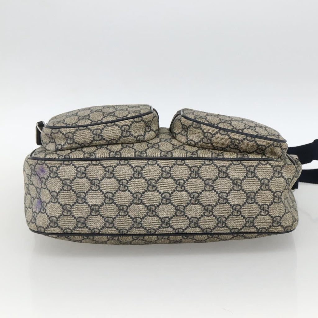 Gucci Double Pocket Messenger Bag Gg Coated Canvas Navy Canvas Shoulder Bag Bag (Pre-Owned)