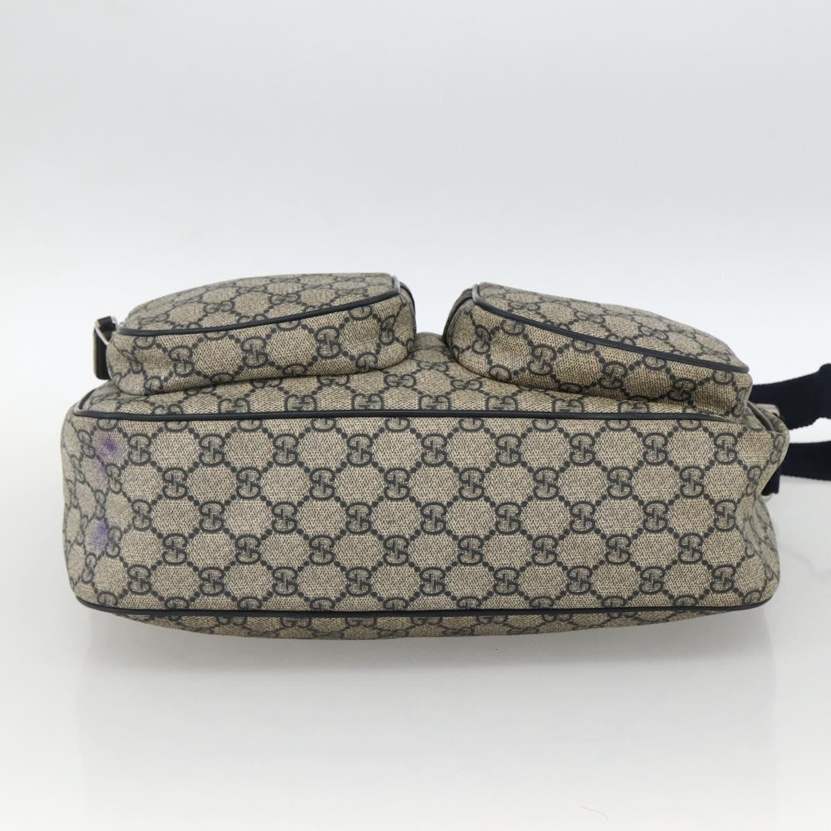 Gucci Double Pocket Messenger Bag Gg Coated Canvas Navy Canvas Shoulder Bag Bag (Pre-Owned)