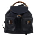 Gucci Vintage Bamboo Backpack Leather Navy Leather Backpack Bag (Pre-Owned)