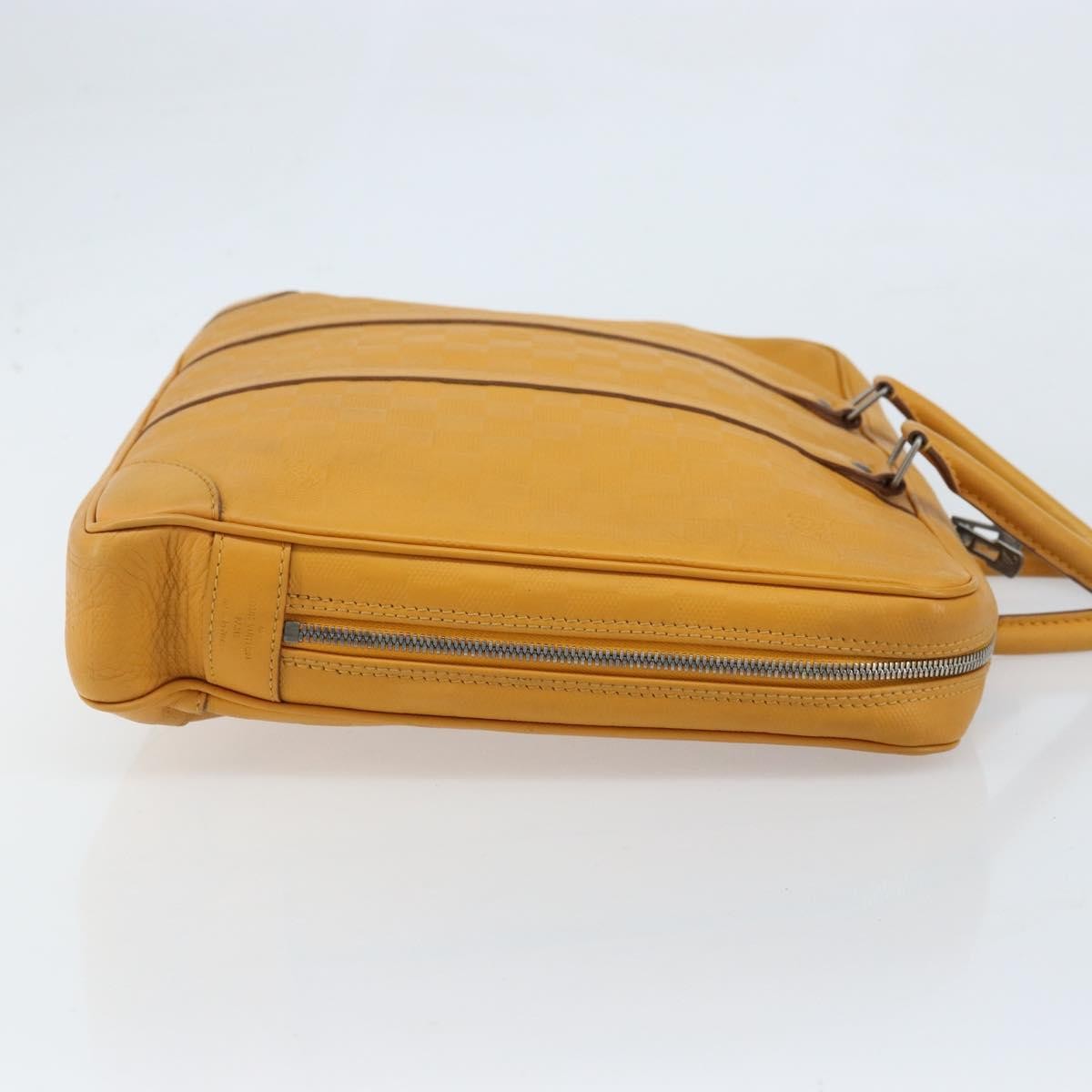 Louis Vuitton Porte-Documents Voyage Briefcase Damier Infini Leather Yellow Leather Briefcase Bag