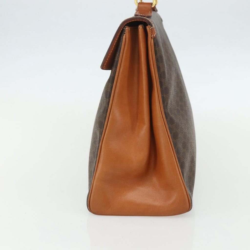 Celine Vintage Macadam Handbag Canvas And Leather Brown Canvas Handbag