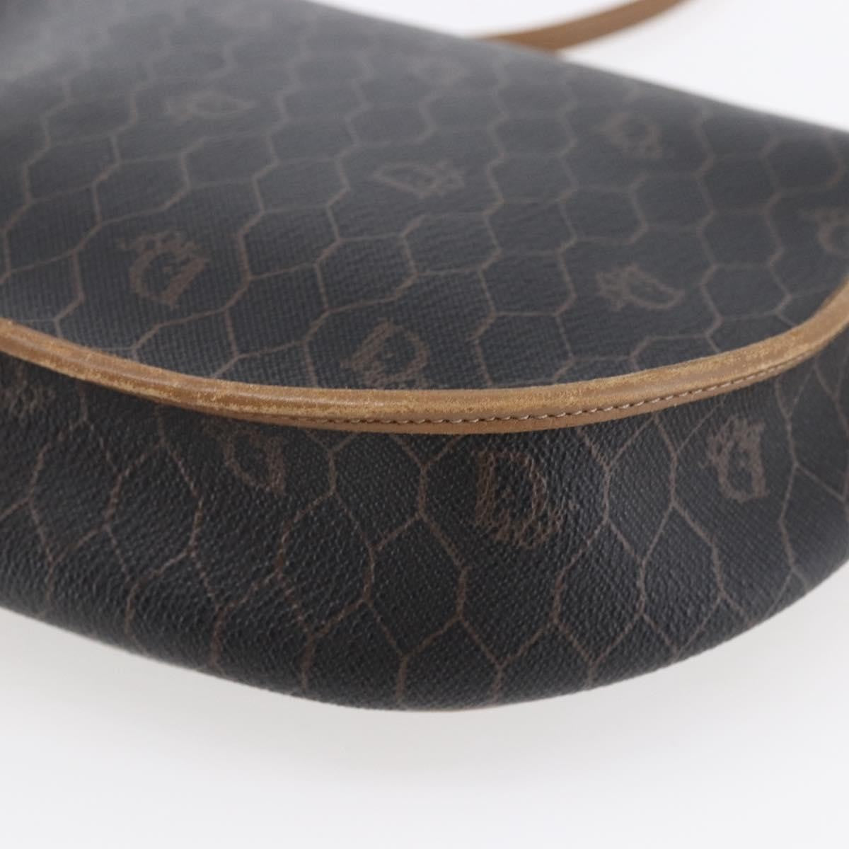 Christian Dior Vintage Honeycomb Flap Crossbody Bag Canvas And Leather Black Canvas Shoulder Bag Bag (Pre-Owned)