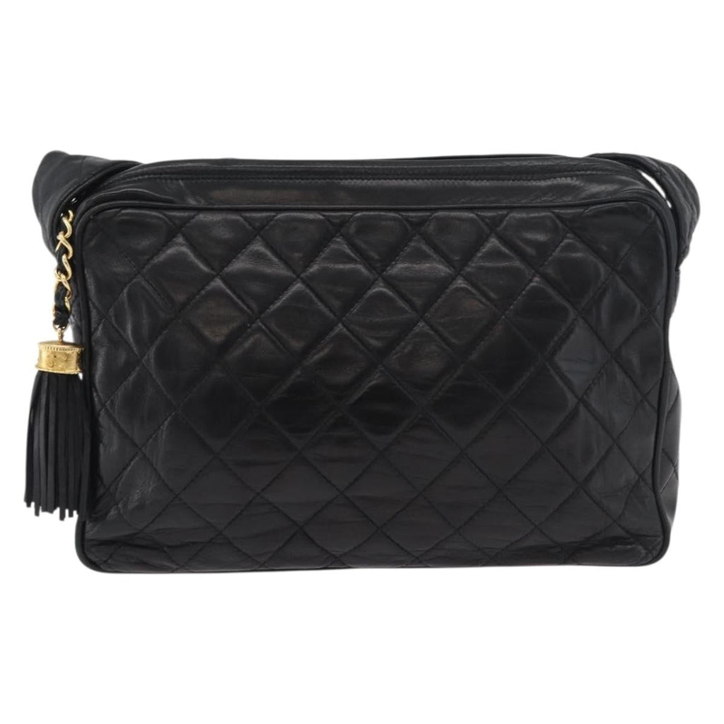Chanel Vintage Diamond Cc Camera Shoulder Bag Quilted Caviar Black Leather Shoulder Bag Bag
