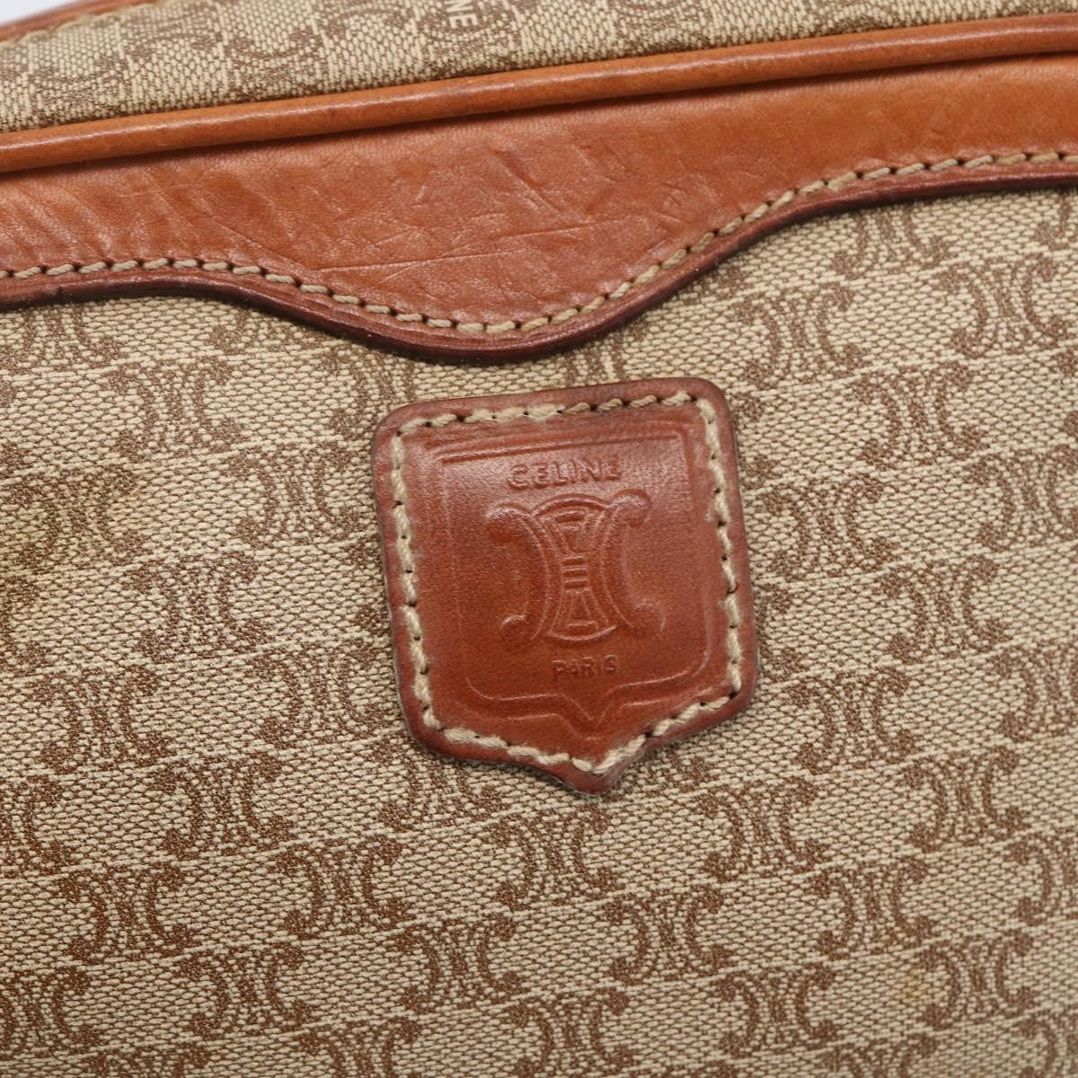 Celine Vintage Macadam Shoulder Bag Canvas And Leather Beige Canvas Shoulder Bag Bag