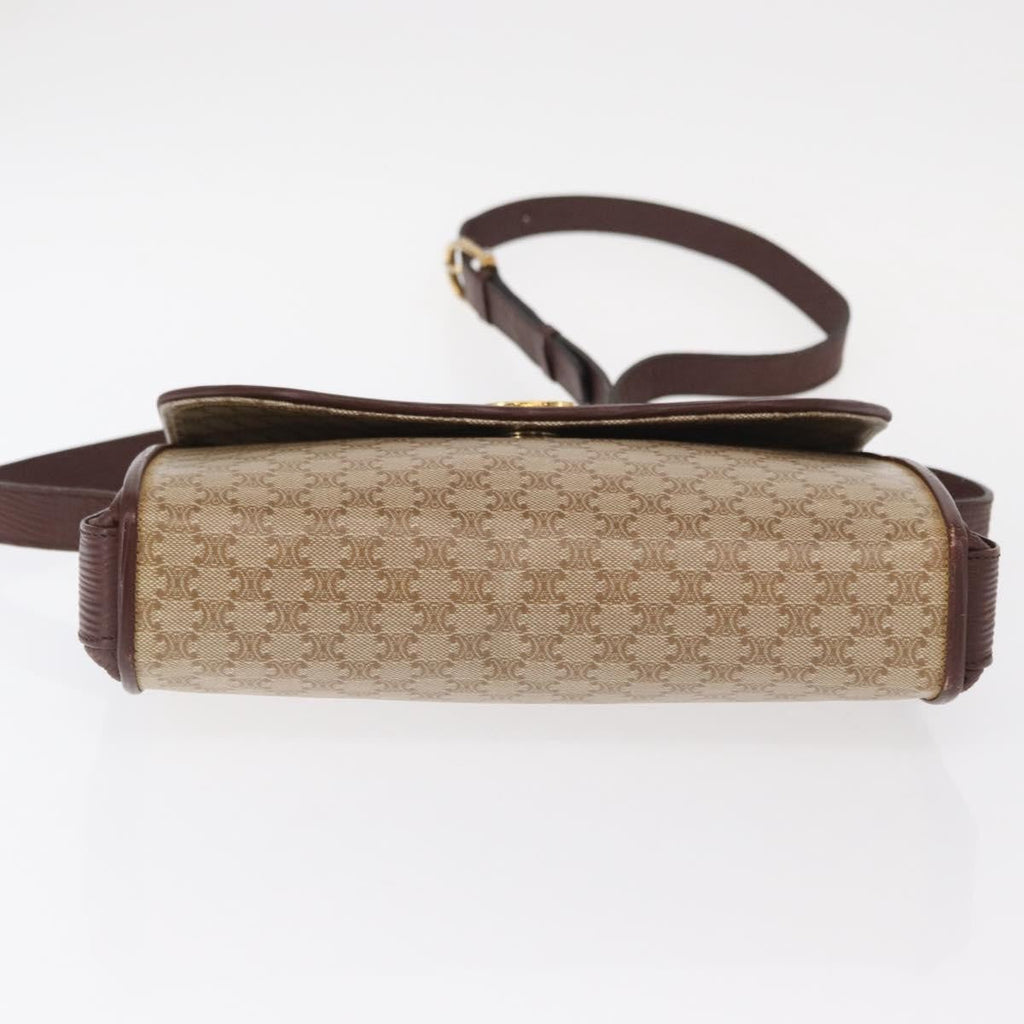 Celine Vintage Macadam Shoulder Bag Canvas And Leather Beige Canvas Shoulder Bag Bag