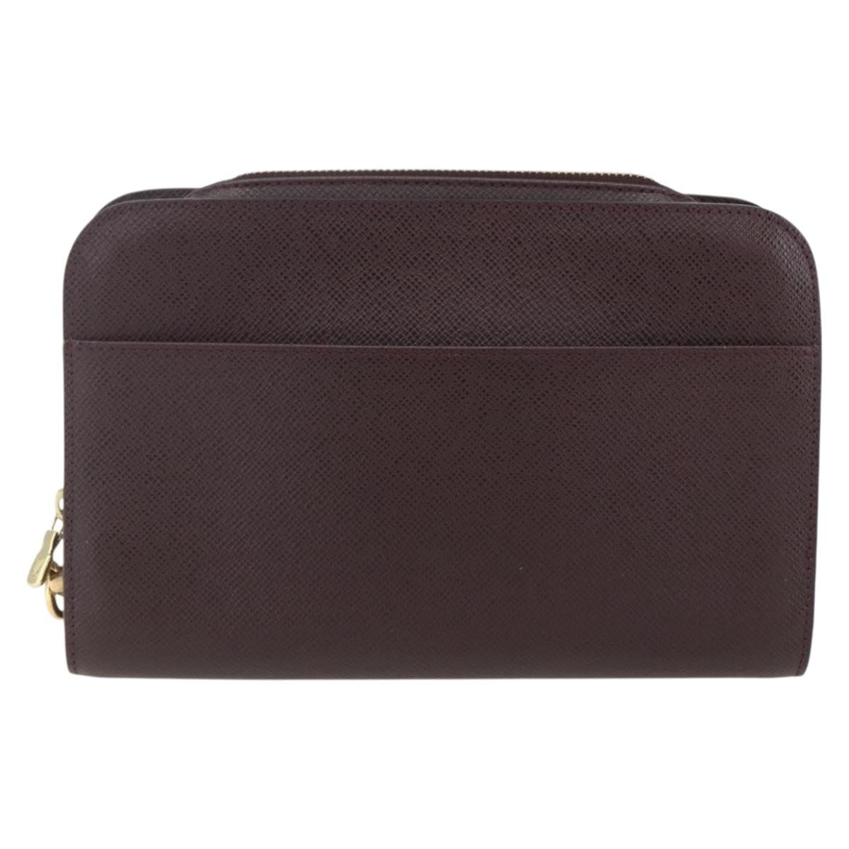 Louis Vuitton Pochette Baikal Clutch Taiga Leather Brown Leather Clutche & Pouche Bag
