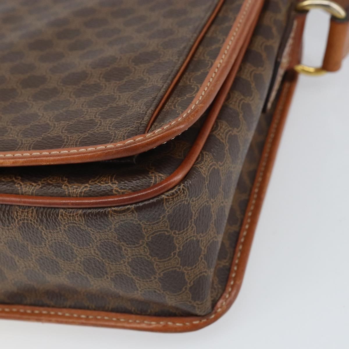Celine Vintage Macadam Shoulder Bag Canvas And Leather Brown Canvas Shoulder Bag Bag