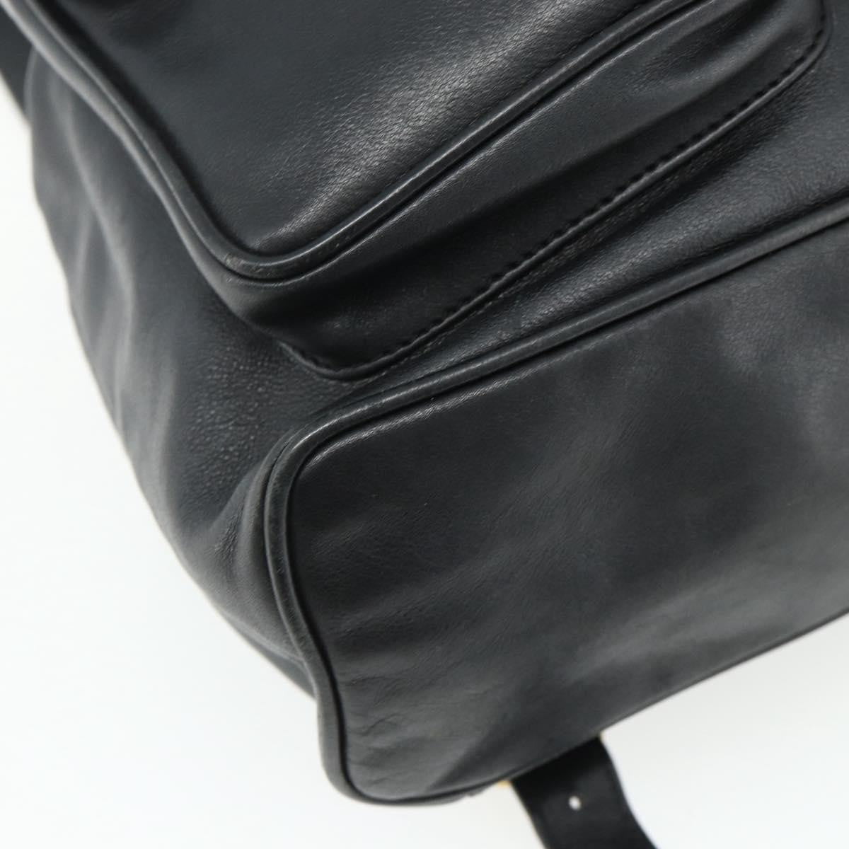 Gucci Vintage Bamboo Backpack Leather Black Leather Backpack Bag (Pre-Owned)