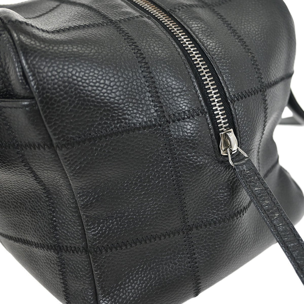 Chanel Square Stitch Bowler Bag Quilted Caviar Black Leather Shoulder Bag Bag