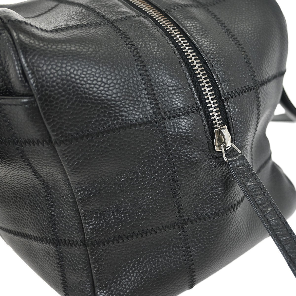 Chanel Square Stitch Bowler Bag Quilted Caviar Black Leather Shoulder Bag Bag