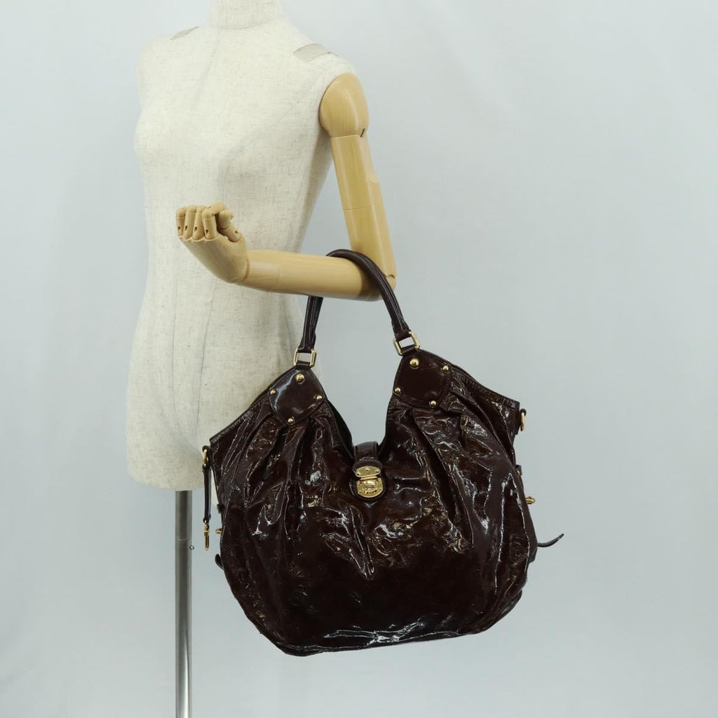 Louis Vuitton L Hobo Surya Leather Brown Patent_Leather Tote Bag