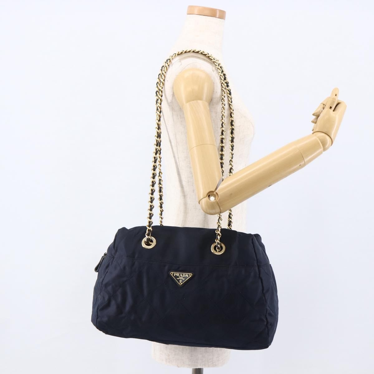 Prada Re-Edition 1995 Chain Tote Quilted Re-Nylon Navy Nylon Shoulder Bag Bag