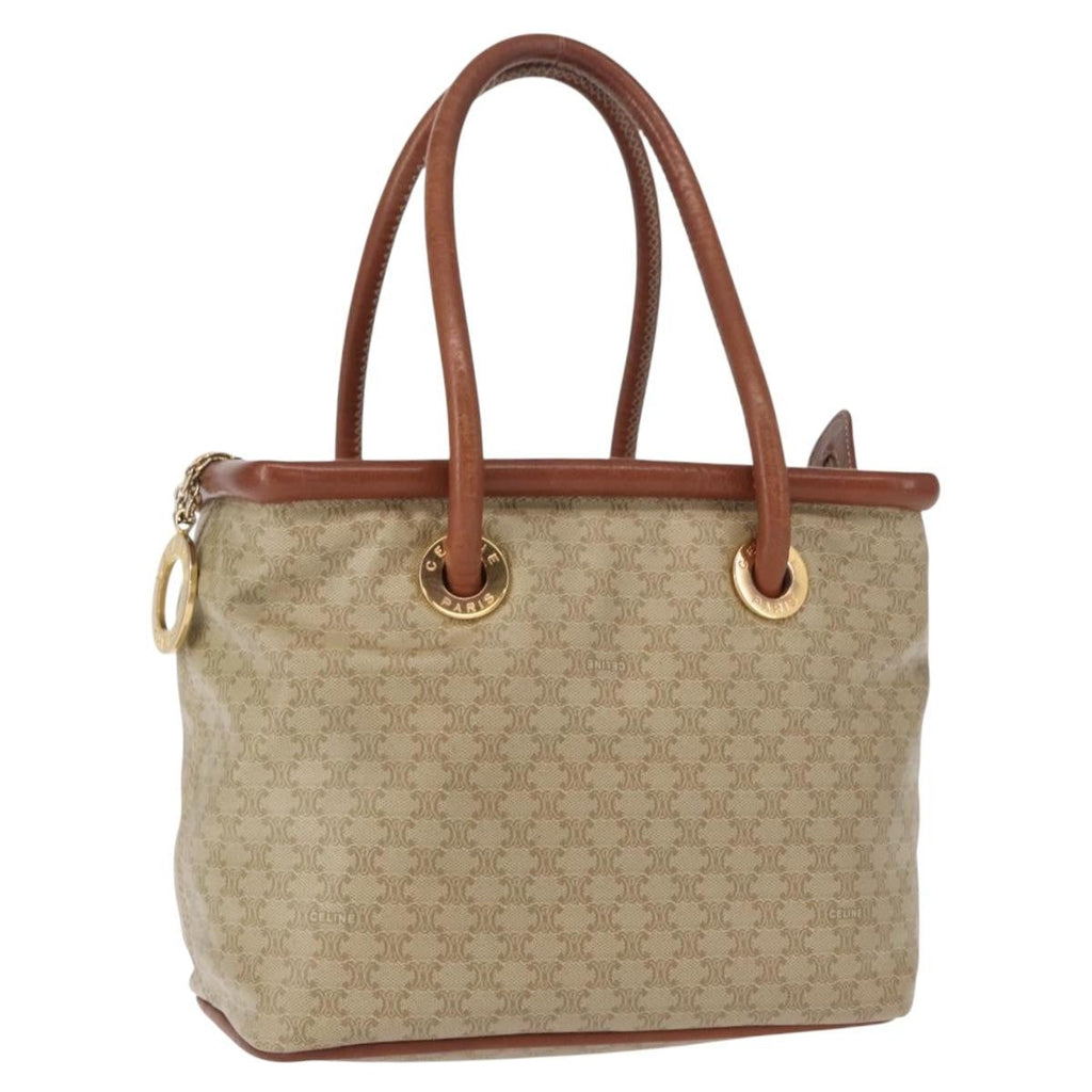Celine Vintage Macadam Handbag Canvas And Leather Beige Canvas Handbag