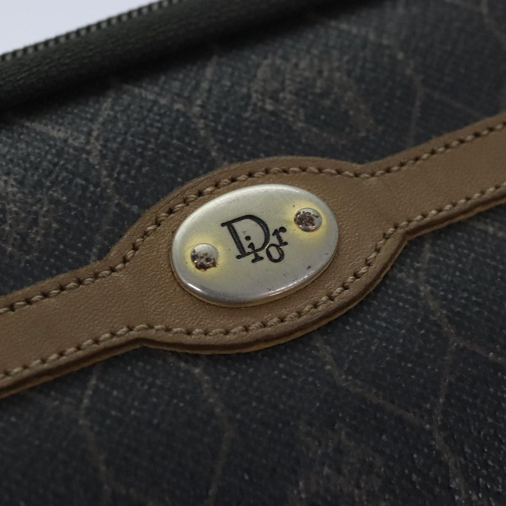 Christian Dior Vintage Honeycomb Zip Pouch Canvas And Leather Black Canvas Clutche & Pouche Bag (Pre-Owned)