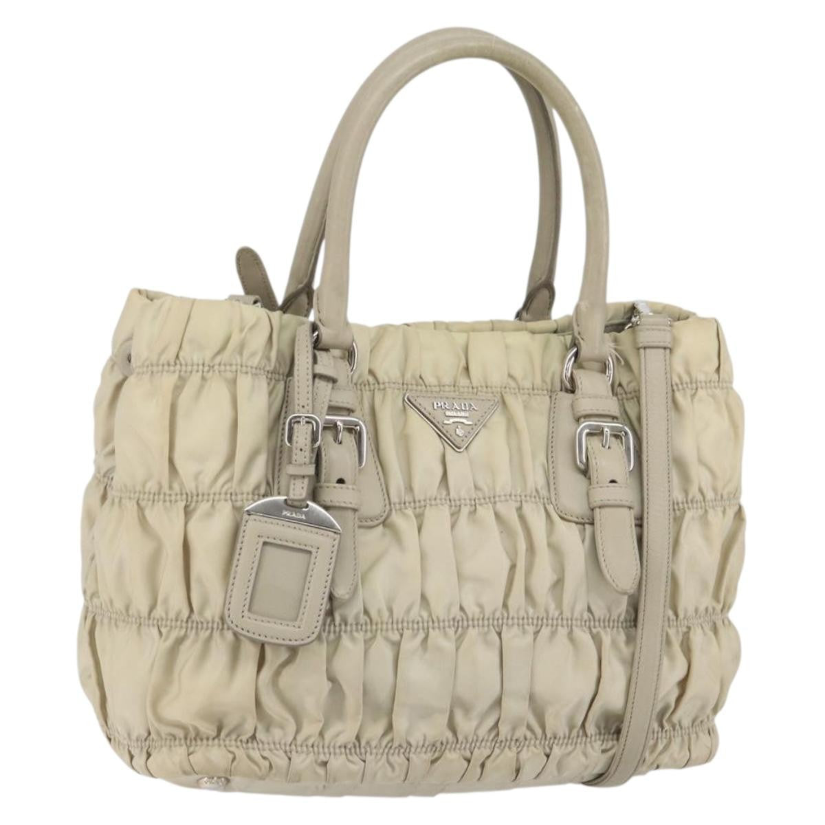 Prada Gaufre Convertible Tote Tessuto Beige Nylon Tote Bag Bag