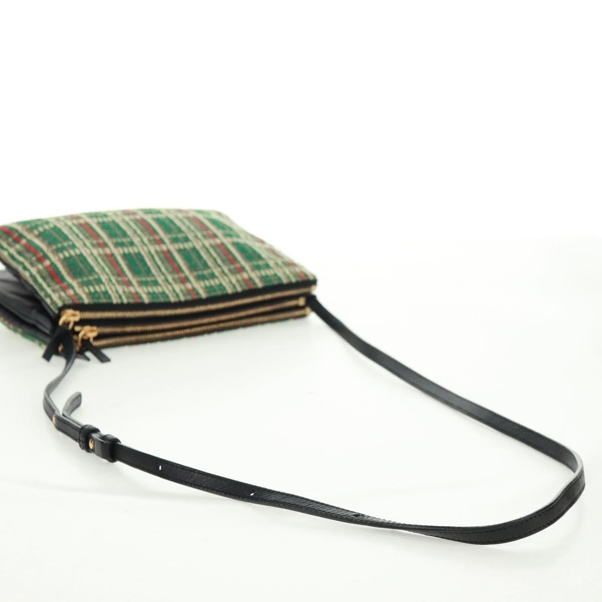 Celine Trio Crossbody Bag Tweed Green Tweed Shoulder Bag Bag