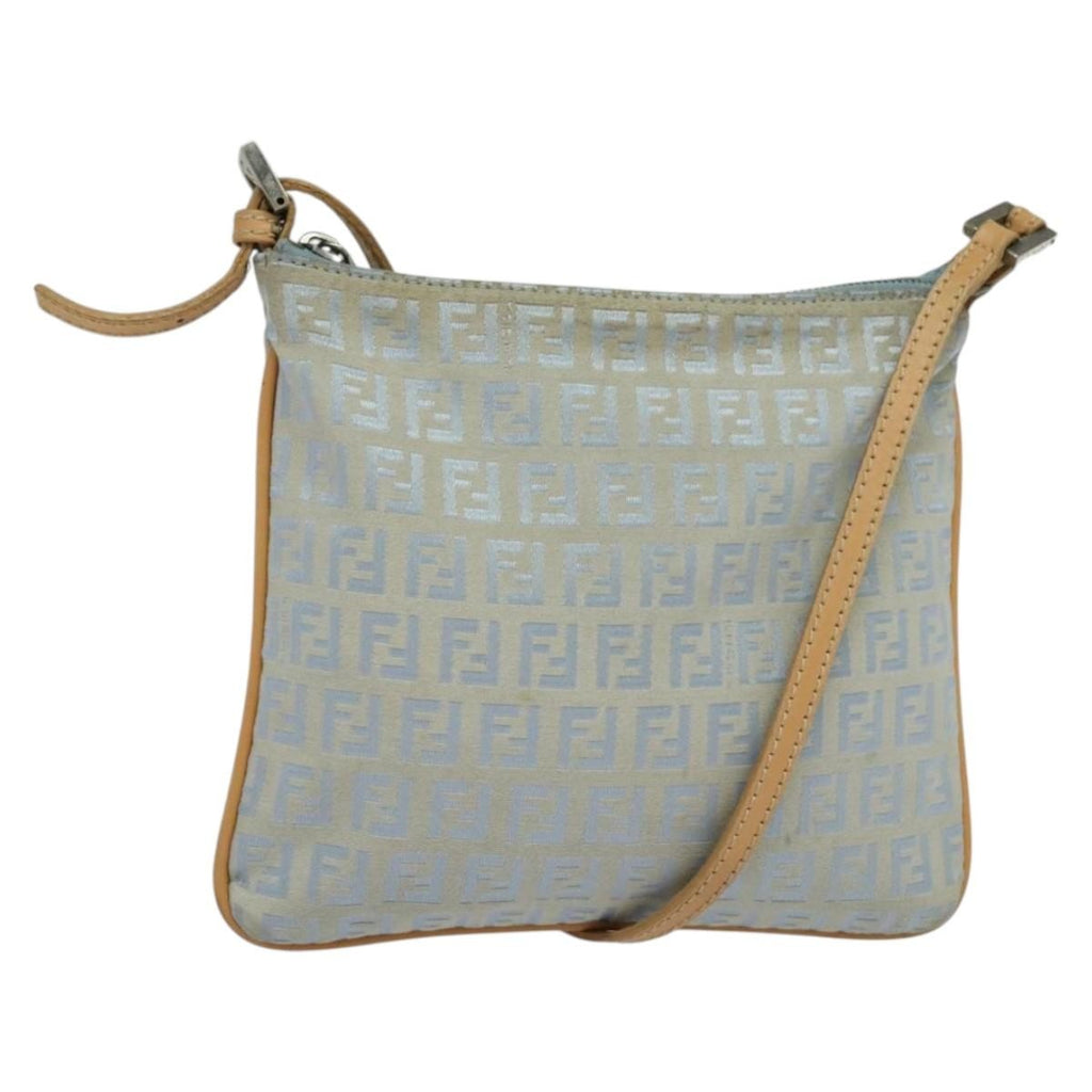 Fendi Vintage Flat Crossbody Bag Zucchino Canvas Blue Canvas Shoulder Bag Bag