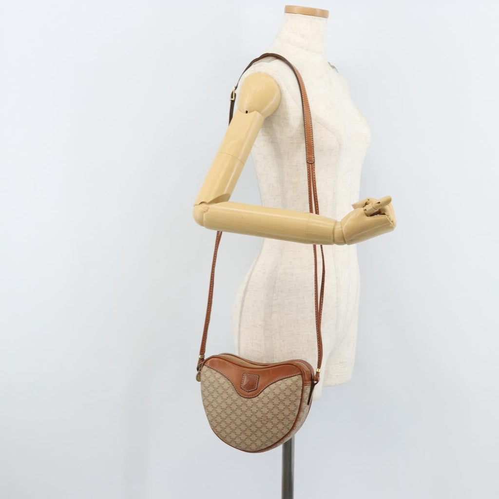 Celine Vintage Macadam Shoulder Bag Canvas And Leather Beige Canvas Shoulder Bag Bag