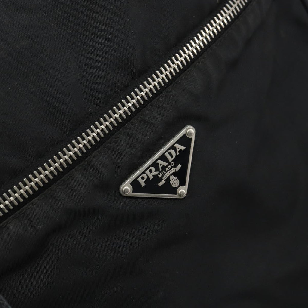 Prada Front Pocket Zip Messenger Bag Tessuto With Saffiano Leather Black Nylon Shoulder Bag Bag