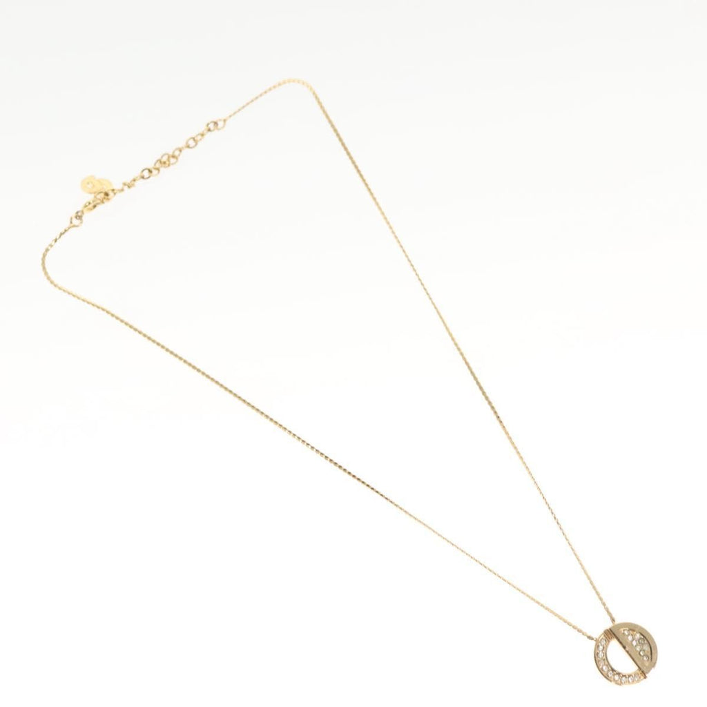 Christian Dior Cd Pendant Necklace Metal And Crystals Gold Metal Necklace Jewelry (Pre-Owned)