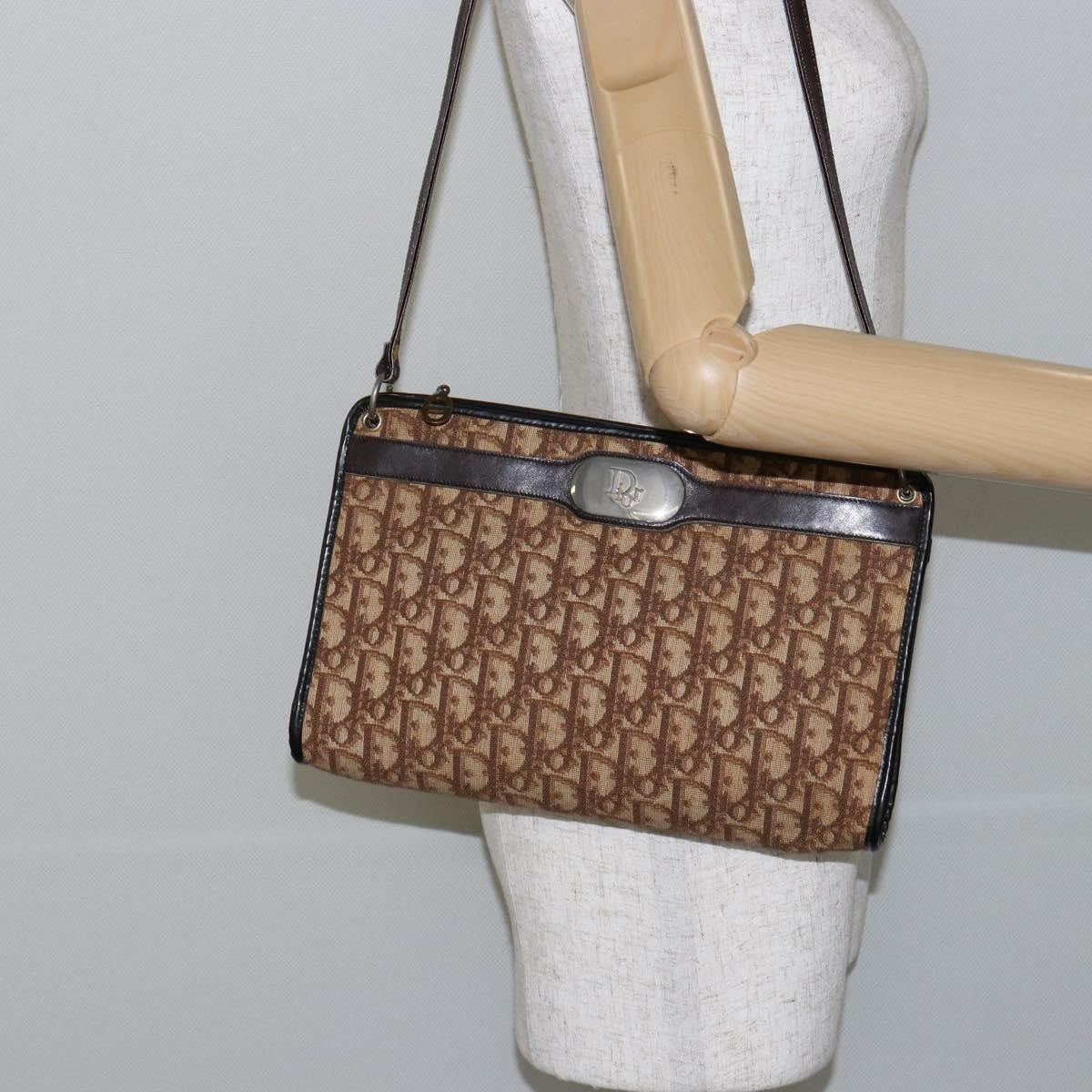 Christian Dior Vintage Trotter Shoulder Bag Canvas Brown Canvas Shoulder Bag Bag (Pre-Owned)