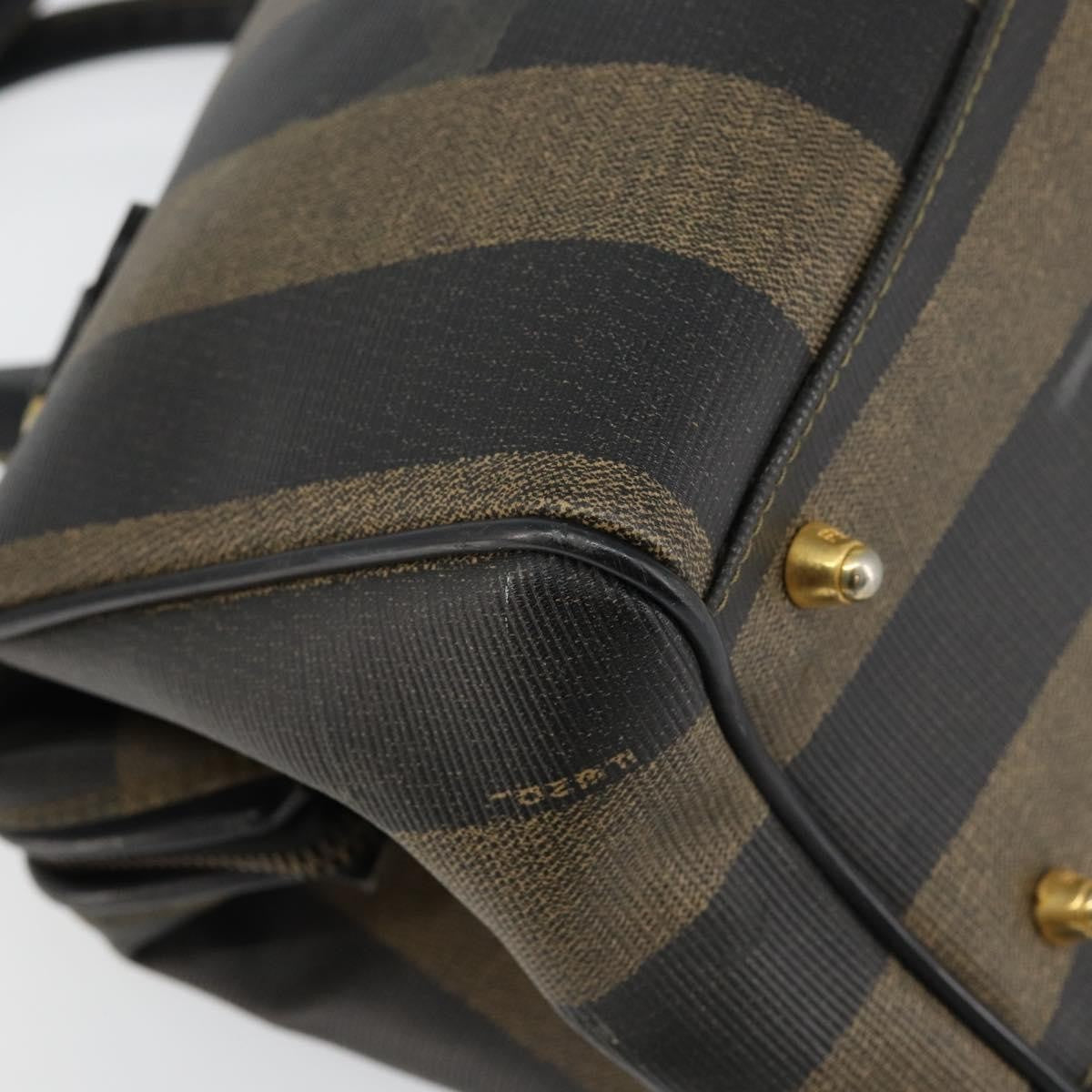 Fendi Vintage Pequin Boston Bag Coated Canvas Black Canvas Bag