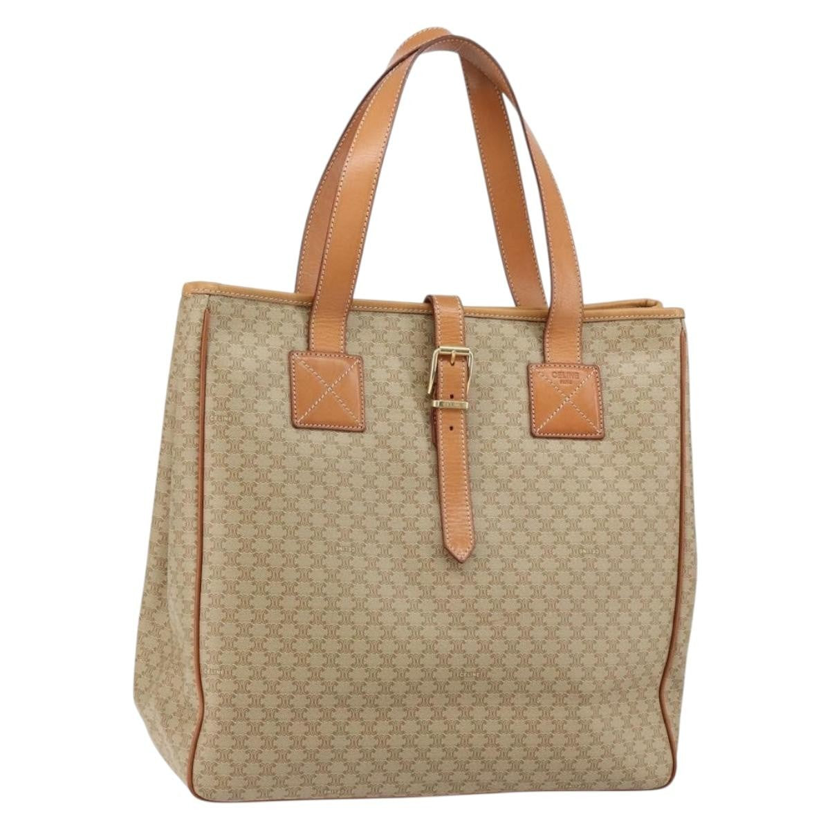 Celine Macadam Shoulder Bag Pvc Leather Beige Canvas Shoulder Bag Bag
