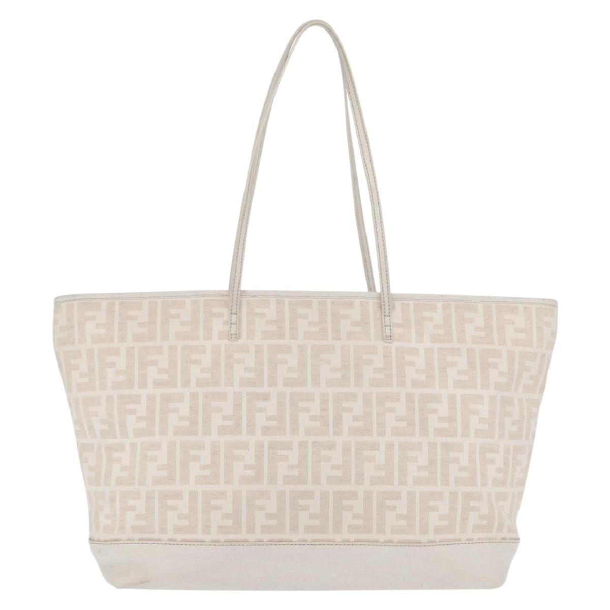 Fendi Roll Tote Zucca Canvas And Leather Beige Canvas Tote Bag Bag