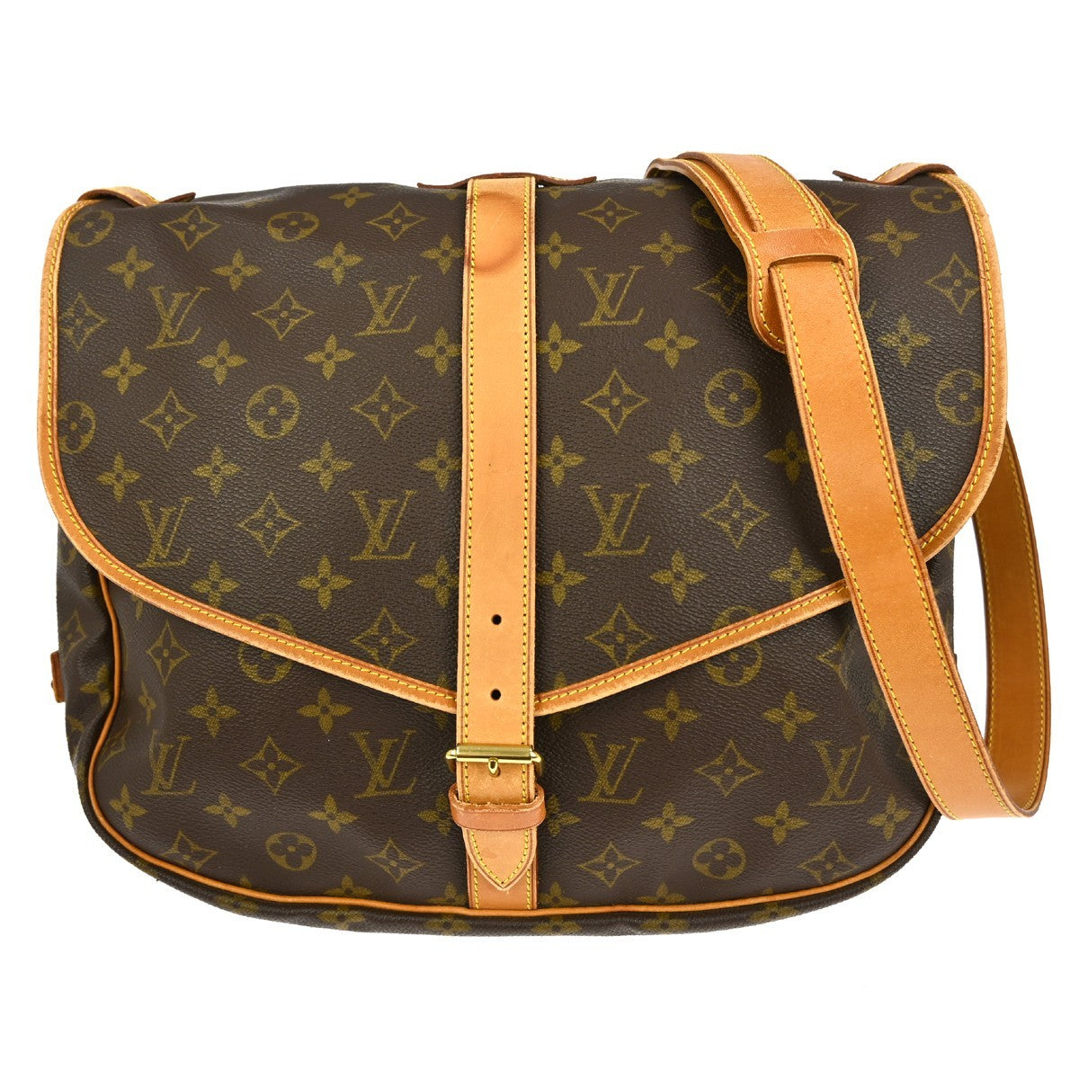 Louis Vuitton Saumur Handbag Monogram Canvas Brown Canvas Shoulder Bag