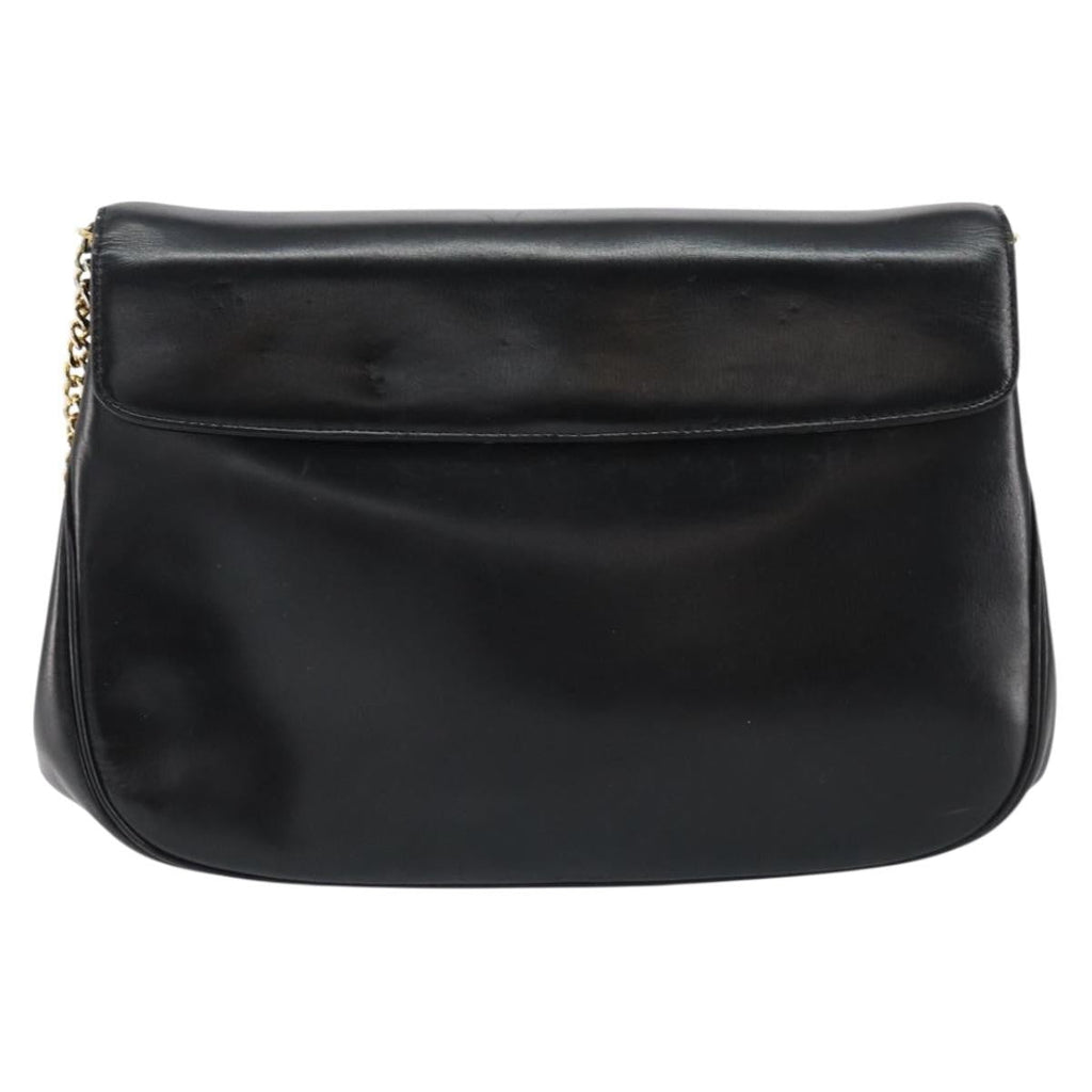 Christian Dior Vintage Chain Flap Shoulder Bag Leather Black Leather Shoulder Bag Bag (Pre-Owned)