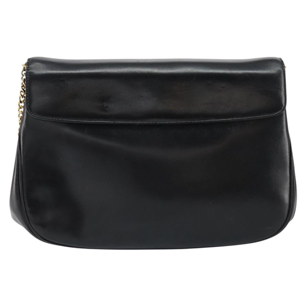 Christian Dior Vintage Chain Flap Shoulder Bag Leather Black Leather Shoulder Bag Bag (Pre-Owned)