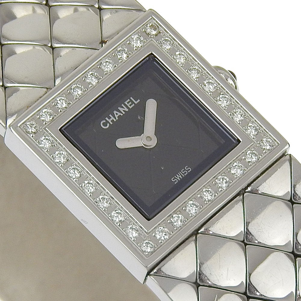 Chanel Matelasse Quartz Watch Stainless Steel With Diamond Bezel Watch