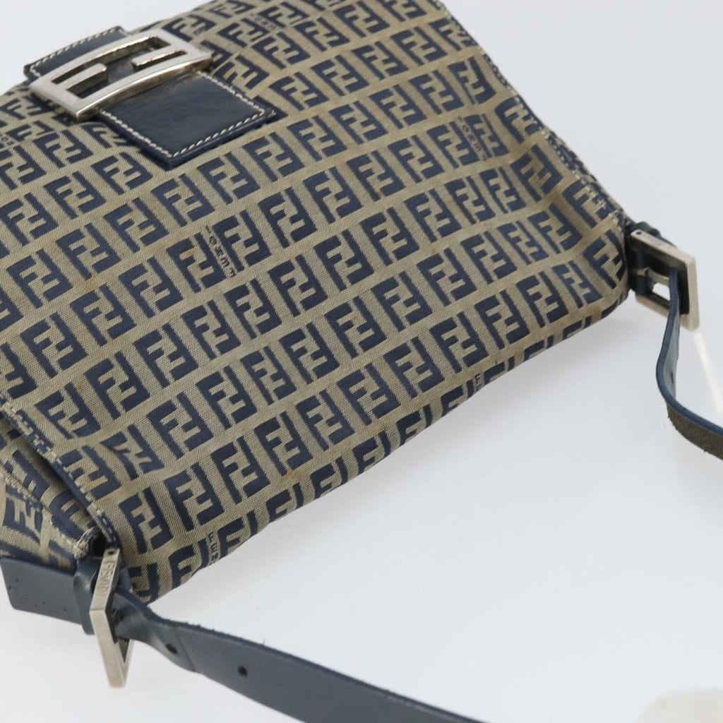 Fendi Mamma Baguette Zucchino Canvas Navy Canvas Shoulder Bag Bag