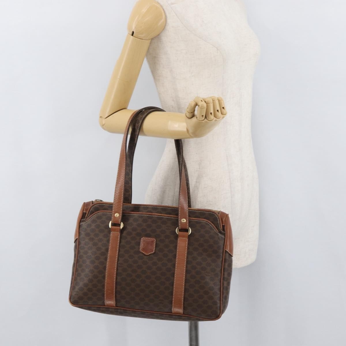 Celine Vintage Macadam Handbag Canvas And Leather Brown Canvas Handbag