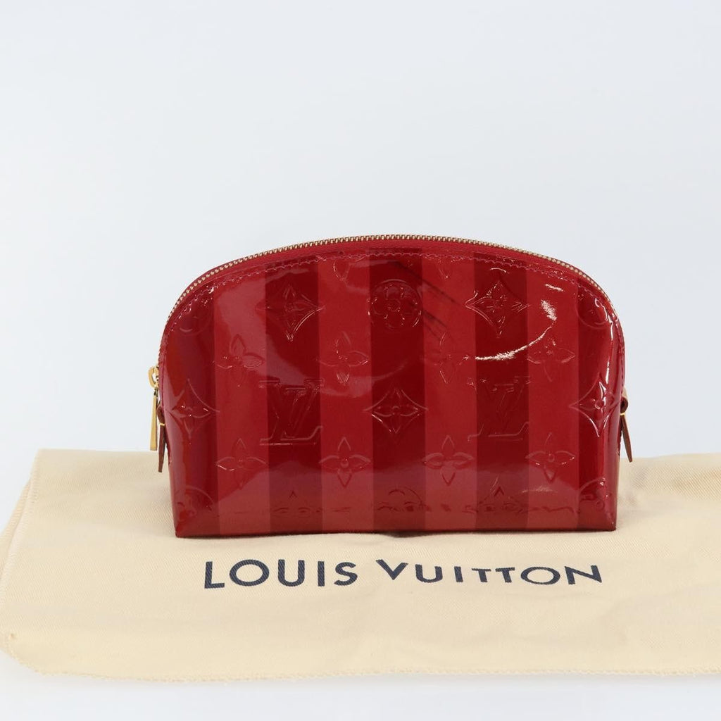 Louis Vuitton Cosmetic Pouch Limited Edition Monogram Vernis Rayures Red Patent_Leather Bag