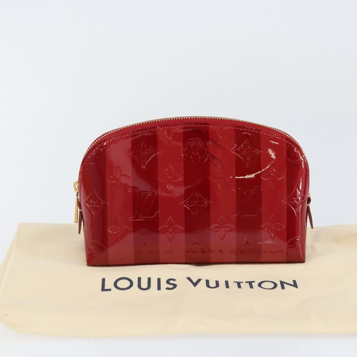 Louis Vuitton Cosmetic Pouch Limited Edition Monogram Vernis Rayures Red Patent_Leather Bag