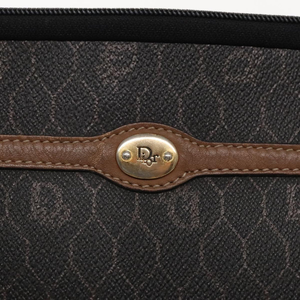 Christian Dior Vintage Honeycomb Zip Pouch Coated Canvas Black Canvas Clutche & Pouche Bag (Pre-Owned)