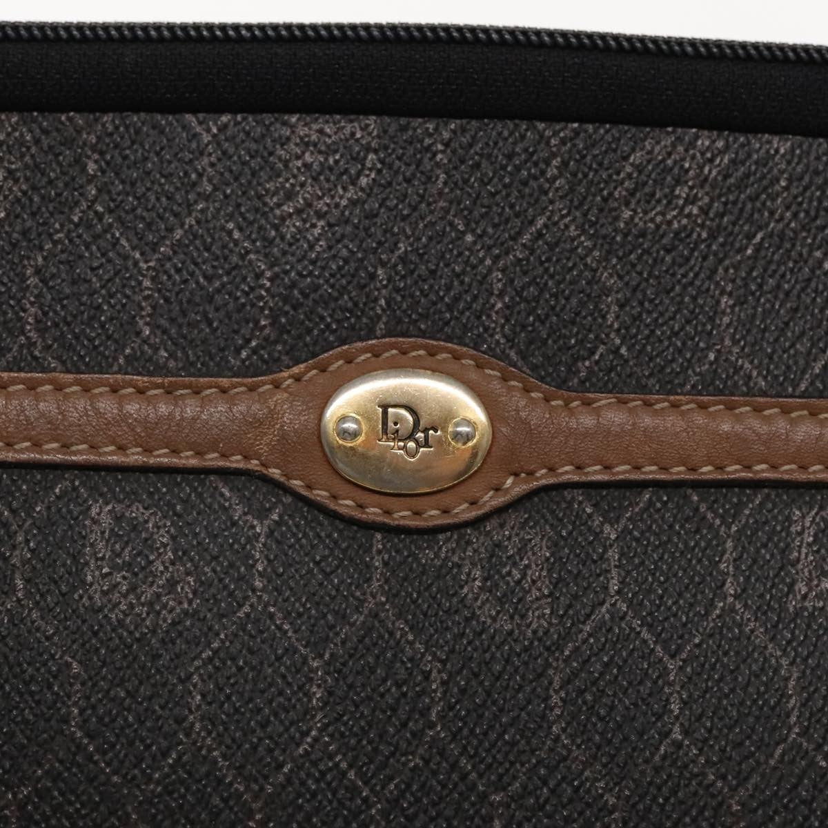 Christian Dior Vintage Honeycomb Zip Pouch Coated Canvas Black Canvas Clutche & Pouche Bag (Pre-Owned)