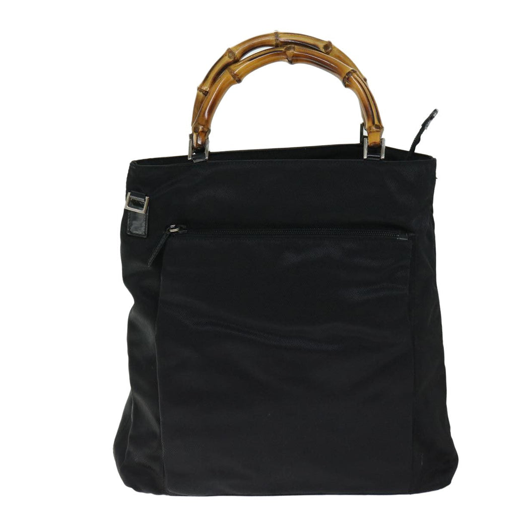 Gucci Vintage Bamboo Handle Bag Nylon Black Nylon Tote Bag Bag (Pre-Owned)