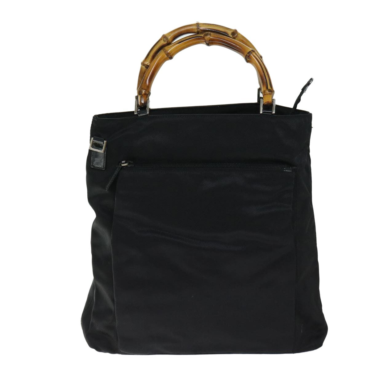 Gucci Vintage Bamboo Handle Bag Nylon Black Nylon Tote Bag Bag (Pre-Owned)